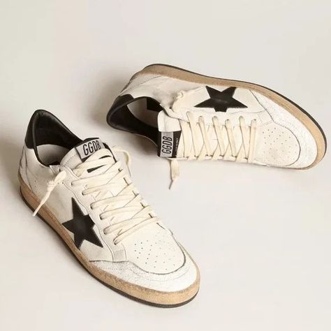 Golden Goose | Shoes | New Golden Goose Ball Star White Black Leather Sneakers Size 37 | Poshmark Golden Goose Dad Star, Golden Goose Men Sneakers, Golden Goose Black Glitter, Golden Goose Ball Star, Goose Shoes, Black Leather Sneakers, Product Shots, Golden Goose Deluxe Brand, Golden Goose Shoes