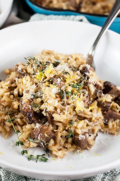 Short Rib Risotto with Italian Braised Beef | The Rustic Foodie® Braised Beef Risotto, Braised Short Ribs Risotto, Short Ribs Risotto, Beef Risotto Recipes, Short Rib Risotto Recipe, Short Rib Risotto, Cabbage Roll In A Bowl, Beef Risotto, Tiktok Template