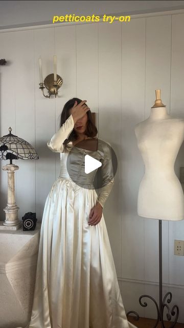 Rosemary 🥀🎞⚓️ on Instagram: "hunting for the right petticoat for a vintage 1940s wedding dress - let me know your favorite. Going to try to find a vintage petticoat from the same era next. 🤍🕊️

{petticoats by @glamlora.official, wedding dress was an estate sale find} 

#weddingdress #weddinginspiration #weddingphotography #weddingideas #vintagedress #ballgown #couture #couturedress #antiquedress #antiquefashion #vintagedress #vintage #1940sfashion #1940sstyle #1940s #1950sstyle #1950sfashion #1930s #1930sfashion #bridetobride #bridalstyle #vintagebride #classicbride #classicwedding #luxurywedding #glamlora #weddinghair #weddingstyle #secondhandfashion #historicaldress" 1940s Wedding Dress, 1940s Wedding, 1950’s Style, 1950’s Fashion, Classic Brides, Antique Dress, 1930s Fashion, Vintage Bride, 1940s Fashion