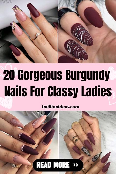 [object Object] November Nails Fall Burgundy, Fancy Party Nails, Burgundy Accent Nails, Burgundy And Mauve Nails, Cherry Red Matte Nails, Burgundy Wedding Nails Brides, Burgundy Nails 2024, Burgundy Winter Nail Designs, Burgundy And Black Nails Acrylic