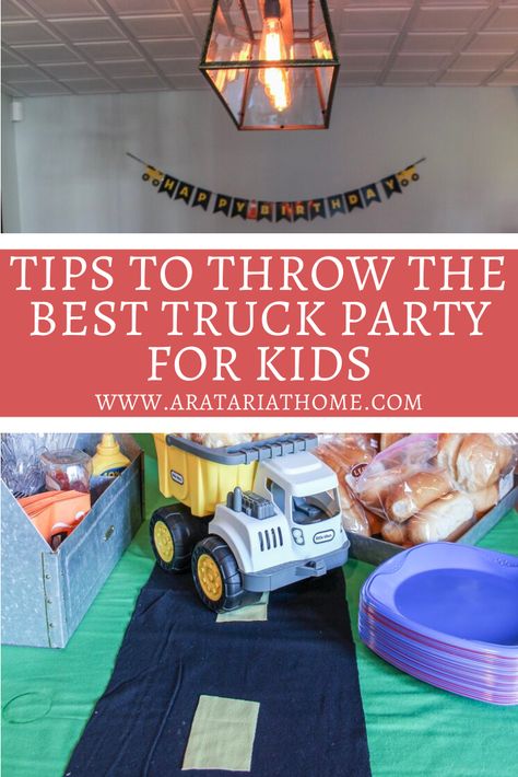 Tips and tricks for throwing the best cars and trucks birthday party. #birthdayparty #kidsparty #truckparty #motherhood Trucking Birthday Party Ideas, Truck Theme 1st Birthday Party, Trucks Themed Birthday Party, Trucks Birthday Party Theme, Truck 2nd Birthday Party, Trucks 2nd Birthday Party, 3rd Birthday Truck Theme, Car And Truck Birthday Party, 2nd Birthday Truck Theme