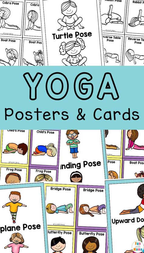 These yoga cards for kids are a great way to get them moving and helping them to stay calm. Print off this free printable today! #yogaforkids #freeprintablesforkids #calmingkids #activitiesforkids #indoorfunforkids #brainbreakforkids Preschool Yoga, Animal Yoga, Childrens Yoga, Card Workout, Kids Yoga Poses, Yoga Cards, Yoga Books, Yoga Poster, Yoga Moves