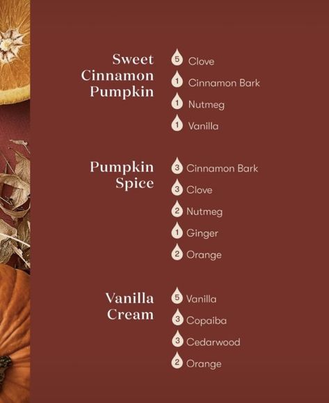 Bath And Body Works Leaves Essential Oil Blend, Pumpkin Essential Oil Blend, Pumpkin Essential Oil, Fall Diffuser Blends, Doterra Recipes, Essential Oil Diffuser Blends Recipes, Autumn Evening, Essential Oils Bath, Candle Ideas