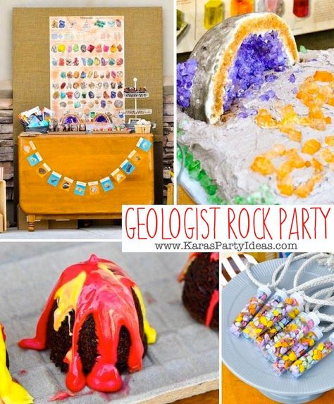 Geologist Rock Geology themed birthday party FULL of awesome ideas! Via Kara's Party Ideas KarasPartyIdeas.com THE place for ALL things PARTY! Rock Themed Birthday Party, Mining Party, Science Party, Party Goods, Geology Rocks, Party Rock, 11th Birthday, Cub Scouts, 6th Birthday Parties