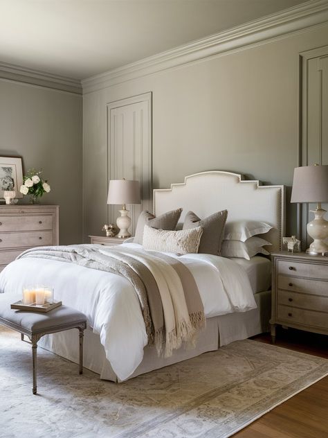 Benjamin Moore Senora Gray Bedroom Greige, Benjamin Moore Bedroom, Taupe Paint Colors, Taupe Bedroom, Taupe Paint, Beige Bedroom, Gray And Brown, Bedroom Paint, Taupe Color