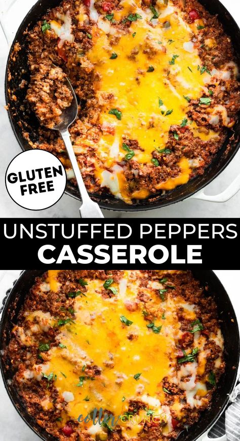 Gluten Free Iron Rich Recipes, High Protein Ground Beef Recipes, Unstuffed Bell Peppers, Classic Stuffed Bell Peppers, Unstuffed Pepper Casserole, High Protein Low Carb Recipes Dinner, Stuffed Bell Peppers Ground Beef, Noom Meals, Iron Meals