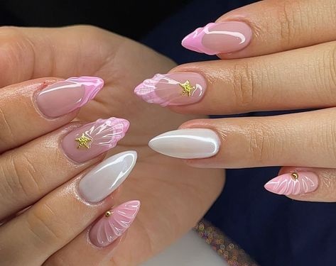 Softgel Nail Extension Design, Boho Nails, Wow Nails, Spring Acrylic Nails, Romantic Nails, Summer Toe Nails, Gel Nails Diy, Simple Gel Nails, Girly Acrylic Nails