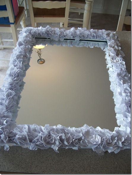 Decorate a mirror... Diy Mirror Frame Square, How To Decorate A Mirror Frame, Decorate Mirror Frame Diy, Mirror Crafts Diy, Decorate Mirror Frame, Decorate A Mirror, Half Bath Makeover, Pressed Flower Candles, Burnt Paper