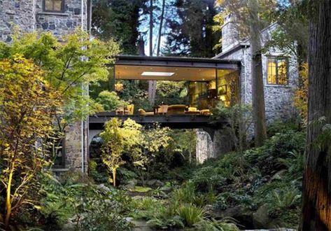 Vancouver palace with its own glass bridge knocks $2.8m off listing price Interior Design Degree, Glass Bridge, European Garden, European Home Decor, Europe Photos, Exterior Stone, French Countryside, Amazing Architecture, Inspired Homes