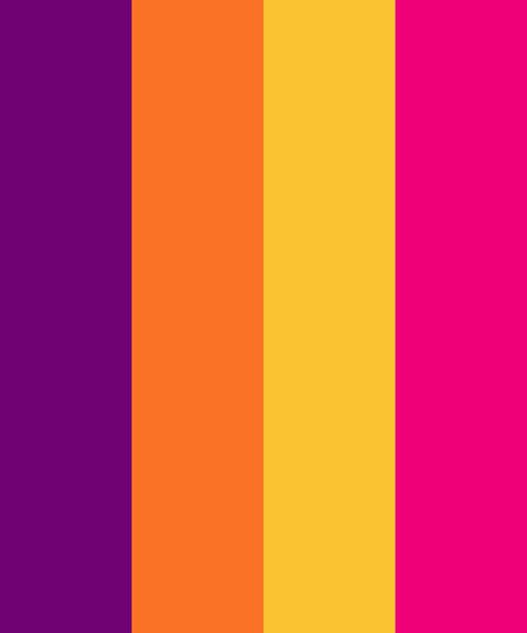 Extravaganza Color Palette Color Palette Funk, Orange Yellow Purple Color Palette, Latin American Color Palette, Festival Colour Palette, Contrasting Color Palette, Y2k Palette, Disco Color Palette, Festival Color Palette, Festive Color Palette