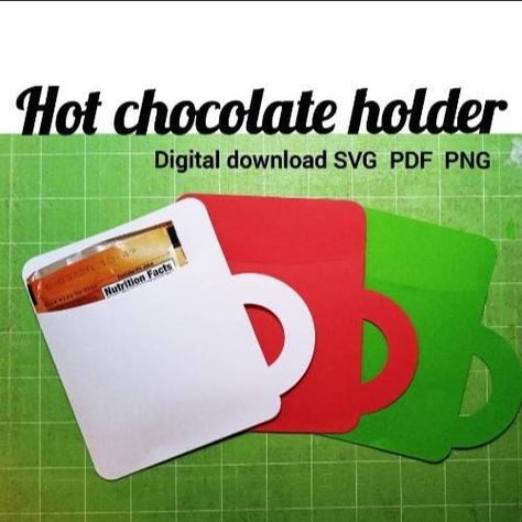 "Hot chocolate holder SVG digital download Cricut Silhouette." Hot Chocolate Holder, Gift Card Christmas, Christmas Cocoa, Envelope Gift, Insert Image, Hot Chocolate Mug, Envelope Sizes, Card Christmas, Favor Bags