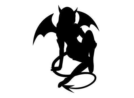 Succubus Devil Silhouette, Female Demons, Devil Tattoo, Silhouette Drawing, Silhouette Tattoos, Ange Demon, Girl Silhouette, Outdoor Stickers, Angel And Devil