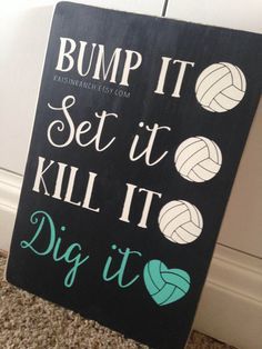 Bump it Set it Kill it Dig it Volleyball Sign // by RaisinRanch Volleyball Poster Ideas For Players, Volleyball Bedroom, Volleyball Goals, Volleyball Poster Ideas, Valley Ball, Volleyball Room, Volleyball Signs, Volleyball Crafts, Volleyball Locker