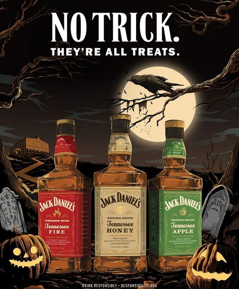 Halloween Alcohol, Menu Design Layout, Jack Daniels Bottle, Apple Drinks, Alcohol Bar, Jack Daniels Distillery, Ads Creative Advertising Ideas, Alcohol Packaging, Social Media Advertising Design