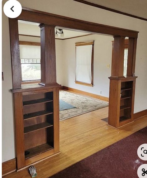 1910s House Interior Modern, Craftsman Room Divider, 1910s House Interior, Craftsman House Interior, 1900 House, Craftsman Interior Design, Craftsman Interiors, Craftsman Remodel, Craftsman Living Room