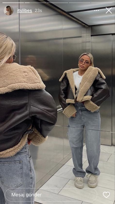 Fur Jacket Outfit, Faux Leather Jacket Women, Fur Leather Jacket, Winter Fashion Outfits Casual, Chic Fall Outfits, Cold Outfits, Leather Jacket Outfits, Looks Street Style, Autumn Outfit