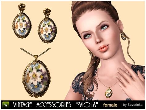 Sims 3 Cc Finds, Antique Locket, Sims4 Clothes, Sims 4 Mods Clothes, Accessories Set, Floral Jewellery, Custom Content, The Sims Resource, Sims 4 Mods