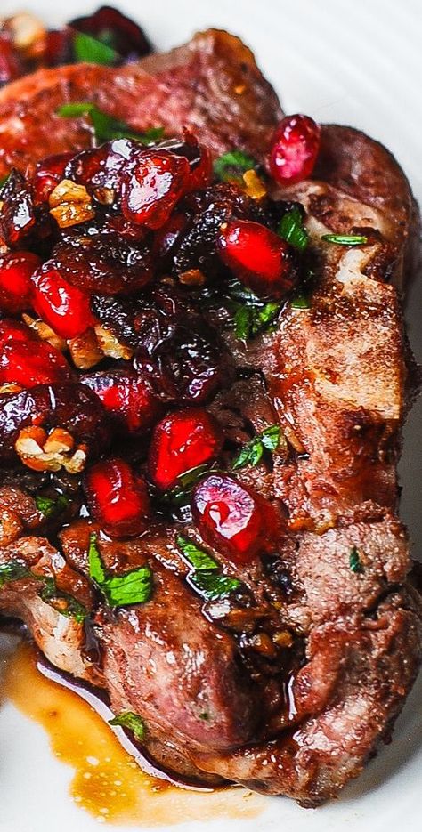 Pomegranate Lamb, Lamb Chops Marinade, Balsamic Sauce, Dinner Board, Lamb Loin Chops, Goat Recipes, Lamb Steaks, Lamb Loin, Pomegranate Recipes