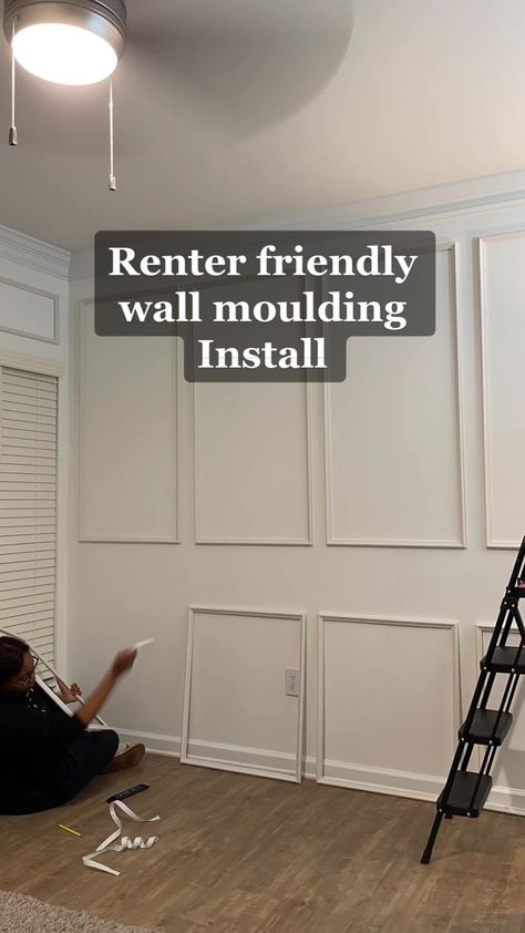 Temporary Wall Molding, Small Apartment Feature Wall, Accent Wall Apartment Friendly, Self Adhesive Wall Molding, Peel And Stick Picture Molding, Fake Molding Wall, Removable Wall Molding, Apartment Wall Molding, Diy Peel And Stick Wall Molding