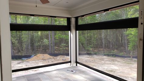 Retractable Vinyl Porch, Retractable Window Screens, Retractable Screen Porch, Backyard Redesign, Retractable Patio Screens, Retractable Enclosure, Deck Enclosures, Electric Screen, Redesign Ideas