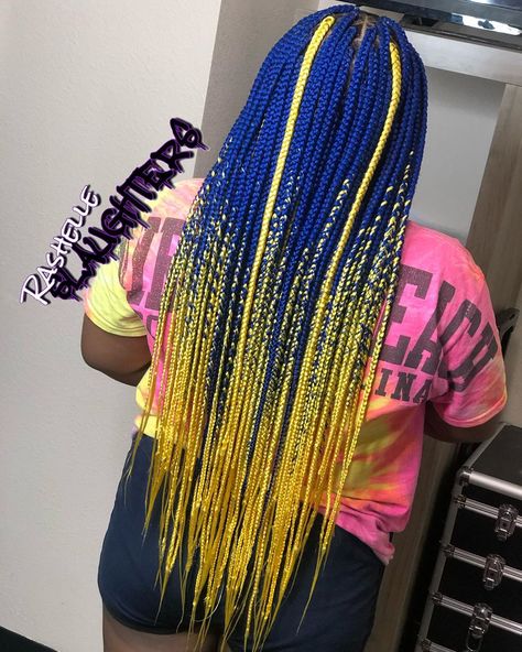 Colors Braids, Yellow Braids, Magic Hair Clip, Blue Box Braids, Colorful Braids, Color Braids, Braids Color, Hair Clip Black, Yellow Hair Color