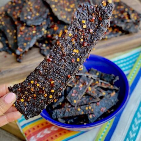 Vietnamese Beef Jerky Recipe, Sweet And Spicy Jerky Recipe, Spicy Jerky Recipe, Sweet And Spicy Beef Jerky Recipe, Spicy Beef Jerky Recipe, Jerky Marinade Recipes, Beef Jerky Dehydrator, Beef Jerky Marinade, Jerky Recipes Dehydrator