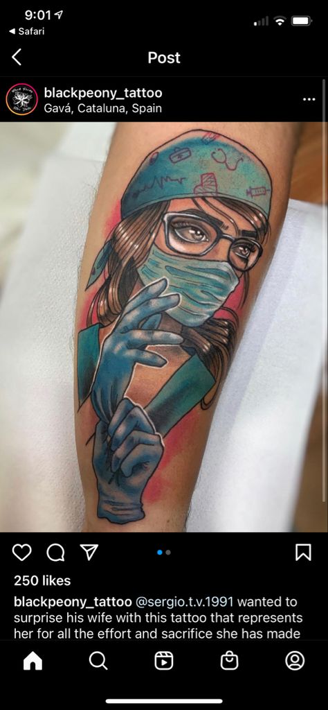 Scrub Nurse, Tech Tattoo, Houston Tattoos, Scrub Tech, Nurse Tattoo, Surgical Tech, Scrubs Nursing, Skull Tattoo, Cool Tattoos