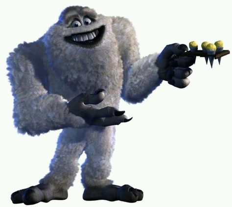 Monsters Inc. -  Yeti (a.k.a. the Abominable Snowman) (John Ratzenberger) is a monster who worked at Monsters, Inc. until he got banished (presumably for tampering with mail) to the Himalayas. Despite being banished, he likes living in the human world. Bumble Snow Monster, Abominable Snowman Monsters Inc, Yeti Aesthetic Monster, Monsters Inc Abominable Snowman, Disney Yak And Yeti, Yeti Monster Art, Yeti Monster, The Abominable Snowman, Monsters Inc University