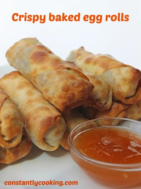 Egg Rolls Baked, Baked Egg Rolls, Baked Spring Rolls, Chinese Egg Rolls, Homemade Egg Rolls, Pork Egg Rolls, Homemade Chinese Food, Bamboo Steamer, Baked Egg