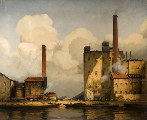 ART & ARTISTS: River Thames paintings 1650-1995 part 5 Industrialisation Art, Industrial Art Painting, Industrial Paintings, River Thames, A Level Art, Industrial Art, West Midlands, Architecture Sketch, Dieselpunk