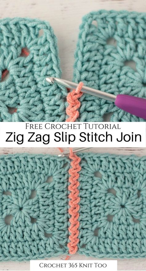 Stitch Granny Squares Together, Unique Crochet Projects, Zig Zag Crochet Pattern, Joining Crochet, Crochet Joining, Joining Crochet Squares, Crochet Slip Stitch, Zig Zag Crochet, Crochet Leaf Patterns