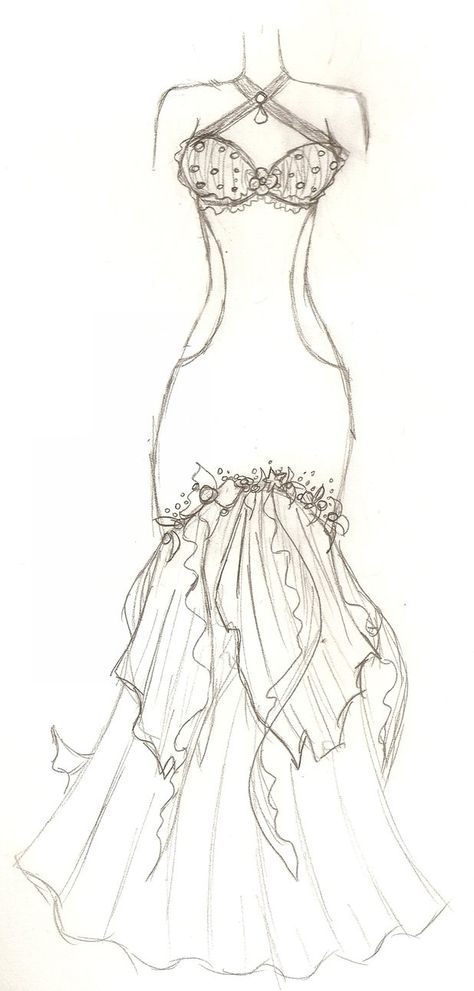 Mermaid Dress by Upon-a-RemStar on DeviantArt Mermaid Gown Drawing, How To Draw Lace Dresses, Mermaid Dresses Drawing, Fishtail Dress Drawing, Mermaid Dress Design Sketch, Mermaid Skirt Drawing, Sea Theme Dress Illustration, Evening Gown Sketch, Drawing Ideas Mermaid