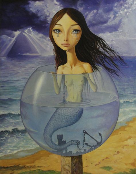 The Little Mermaid by *borda on deviantART Pisces Art, Black Moon Lilith, Mermaids And Mermen, Surrealism Painting, Black Moon, Pop Surrealism, A Mermaid, Inspiration Art, Little Mermaid