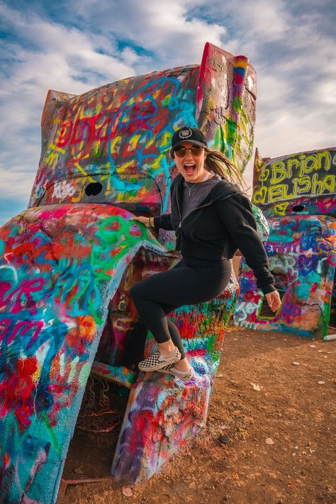 Cadillac Ranch Photoshoot, Ranch Photoshoot, Cadillac Ranch, Amarillo Texas, They See Me Rollin, Route 66, Senior Photos, Graveyard, Spring Break