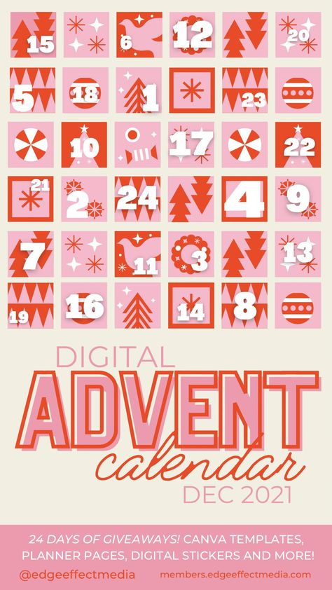 THE COUNTDOWN TO CHRISTMAS… While we all love chocolates behind little paper doors, here’s an even better advent your business will adore! 24 days til Christmas and each little square Has oodles of gifts, and goodies to share! Canva templates, printables and planners galore! Journal prompts, affirmations, discounts & more! Your digital advent calendar is waiting for you… (and bonus… it’s totally sugar-free too!) Animated Advent Calendar, Virtual Advent Calendar, Advent Calendar Graphic, Digital Advent Calendar Design, Advent Calendar Template, Advent Calendar Digital, Digital Advent Calendar, Calendar Logo, Advent Calendar Printable