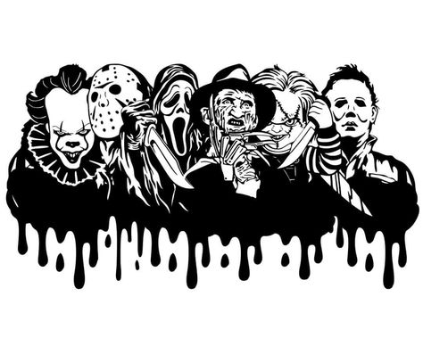 Horror Friends Svg, Horror Beauty, Horror Items, Horror Friends, Svg Horror, Friends Svg, Horror Svg, Half Sleeve Tattoos For Guys, Chest Piece Tattoos