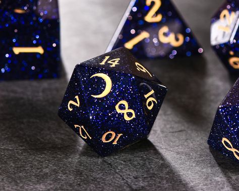 Blue Sandstone Gemstone Moon Dice Set - Etsy UK 3d Dice, Cool Dnd Dice, Dnd Dice Set, Dungeons And Dragons Dice, Blue Sandstone, Rpg Dice, Dice Tray, Dnd Dice, Polyhedral Dice