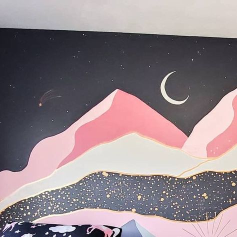 Murals For Girls Bedroom, Girly Wall Mural, Diy Bedroom Mural Ideas, Bedroom Wall Mural Diy Easy, Girls Mural Bedroom, Girls Bedroom Mural Ideas, Girls Room Mural Ideas, Mural For Girls Room, Simple Mural Ideas