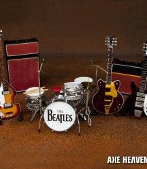 Fab Four Ed Sullivan Tribute Mini Guitars, Drum, and Amp Replica Collection John Lennon Guitar, Foo Fighters Nirvana, Miniature Guitars, Guitar Stand, Wood Model, Drum Kit, Guitar Case, Music Guitar, Ringo Starr