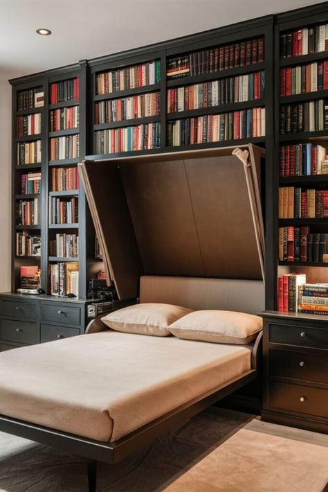 Murphy Bed Bookshelf, Room With Murphy Bed, Murphy Bunk Beds, Murphy Bed Ideas, Diy Murphy Bed, Fold Out Table, Bed Bookshelf, Murphy Bed Diy, Bed Ideas