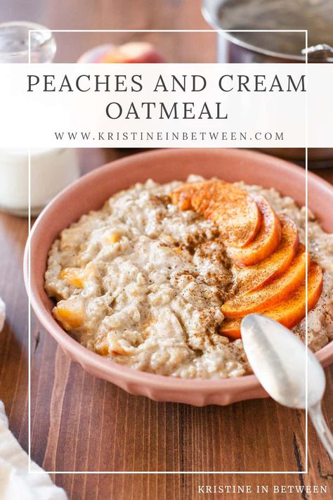 You'll love the comforting flavors of this peaches and cream oatmeal. It combines hearty rolled oats, juicy fresh peaches, and creamy Greek yogurt for a delicious and nourishing breakfast. Topped with sliced peaches, chopped nuts, or a dash of cinnamon, it's the perfect start to your day. Peaches And Cream Oatmeal, Greek Yogurt Oatmeal, Nourishing Breakfast, Peach Oatmeal, Easy Oatmeal Recipes, Weekend Brunch Recipes, Sliced Peaches, Savory Recipe, Warm Breakfast