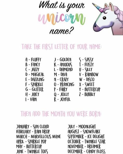 What is YOUR unicorn name? 💕🦄 #totallyawesometeacher Quotes Crazy, Emoji Names, Unicorn Quotes, Unicorn Names, Party Quotes, Name Game, Fantasy Names, Unicorns And Mermaids, Name Games