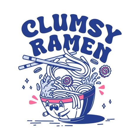 Cute clumsy ramen illustration design | Premium Vector #Freepik #vector Ramen Illustration Art, Ramen Character, Japan Tattoo Ideas, Cute Mascot Design, Chibi Mascot, Ramen Logo, Ramen Illustration, Animal Chibi, Anime Mascot