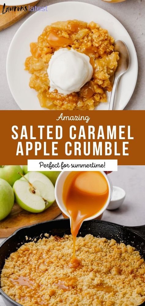 Salted Caramel Crumble, Apple Crumble Recipe Easy, Soft Apples, Caramel Apple Kits, Apple Crumble Topping, Caramel Crumble, Caramel Apple Crumble, Homemade Salted Caramel, Salted Caramel Apple Pie