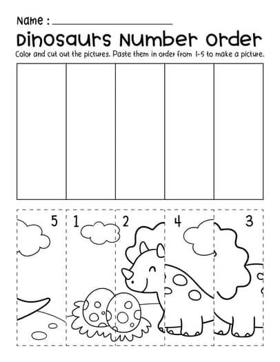 Dinosaurs Number Order Cut & Paste Scene Preschool Worksheets in 2024 | Preschool learning materials, Preschool worksheets, Dinosaur activities preschool Preschool Sequence Activities, Learning Number 1 Preschool, Dino Worksheets Preschool, Advanced Preschool Activities, Math And Manipulatives For Preschool, Nursery Activities 3-5 Worksheets, Preschool Math Worksheet, Fun Prek Activities, Learning Pages For Preschool