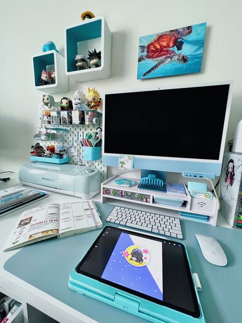 Blue MacBook
Blue desk setup
Kawaii desk setup
Blue desk aesthetic
Circuit setup aesthetic White And Blue Desk Setup, Blue Desk Aesthetic Office, Blue Imac Aesthetic, Blue Imac Desk Setup, Blue Desk Setup Aesthetic, Blue Imac, Purple Imac Desk Setup, Blue Desk Decor, Light Blue Gaming Setup