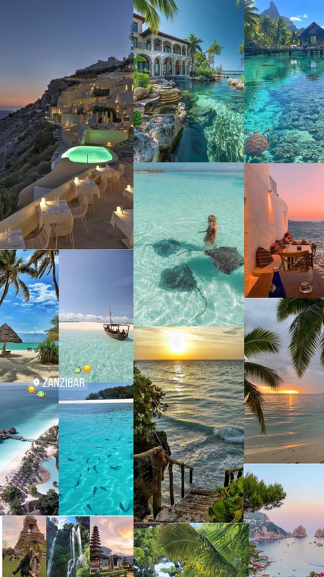 Bora Bora,zanzibar ,capry Italy and more🫶🪼 Dream Vision Board, Dream Places, Bora Bora, Vision Board, Italy, Collage, Travel