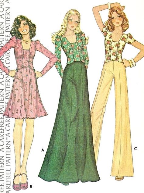 High Waist Pants Pattern, Sewing Skirt, Wide Leg High Waist Pants, Skirts Modest, Outfits Jean, 1970 Fashion, Vintage Clothes Patterns, 70s Pants, Pentecostal Outfits