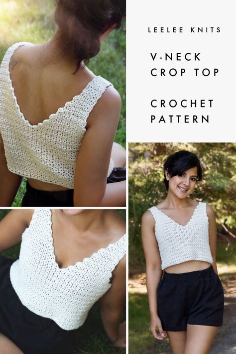 Free Easy Crochet Top Patterns For Beginners, Crochet Top Stitch, Easy Crop Top Crochet, Crochet Tied Top, Crochet Edm Outfit, Free Crochet Crop Top Patterns For Women, Crochet Patterns Tops Summer, V Neck Crochet Top Pattern, Crocheted Tank Tops Free Patterns