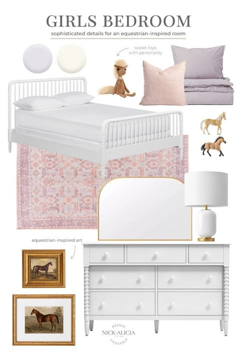 Equestrian Inspired Bedroom, Girls Equestrian Bedroom, Girls Bedroom Furniture Ideas, Equestrian Girls Bedroom, Classic Girls Bedroom, Bedroom Design Plan, Girls Bedroom Artwork, Equestrian Bedroom, Girl Horse Room